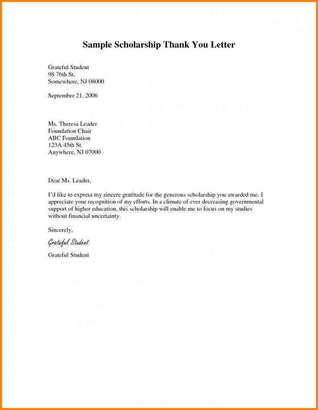 Thank You Note For Scholarship Template Business