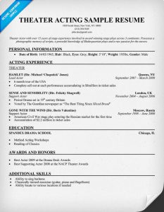 theater resume template theater acting sample resume