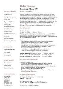 theatre resume example pic paediatric nurse cv example