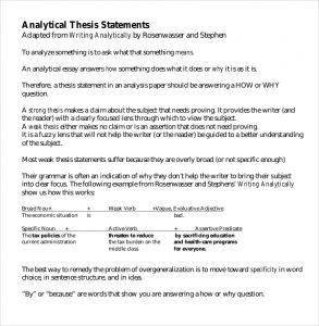 thesis statement template analytical thesis statement template