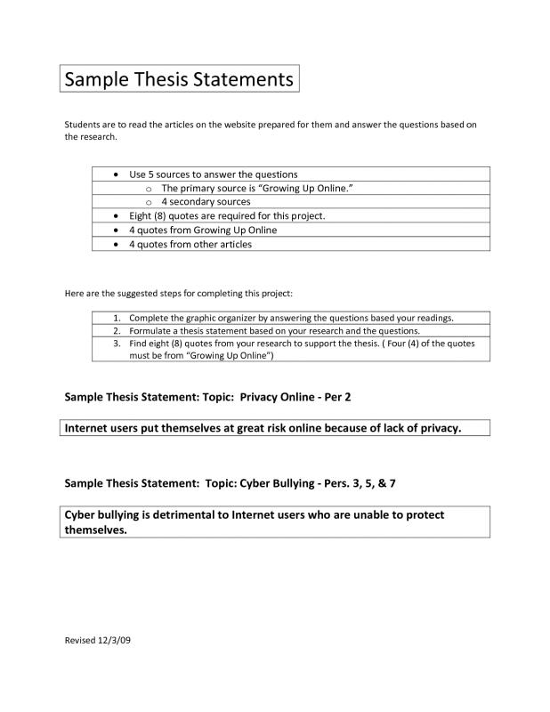 Thesis Statement Template | Template Business