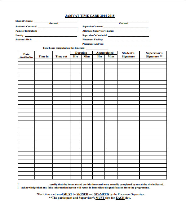 time card template