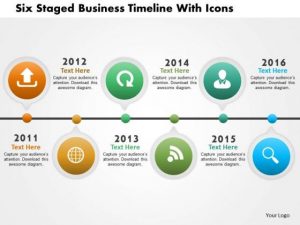 timeline template powerpoint business daigram six staged business timeline with icons presentation templets