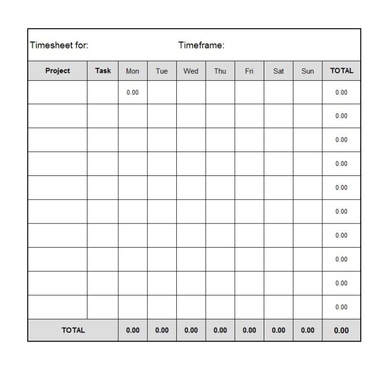 timesheet template free printable