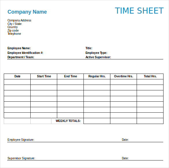 timesheet template free