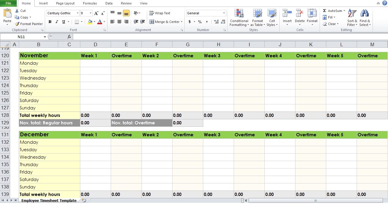 timesheet template word