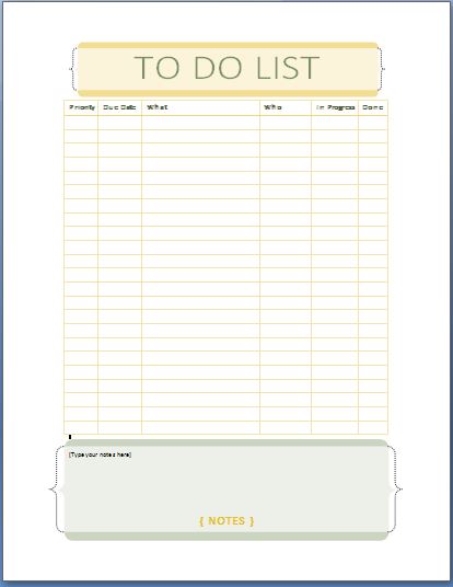 to do list template word