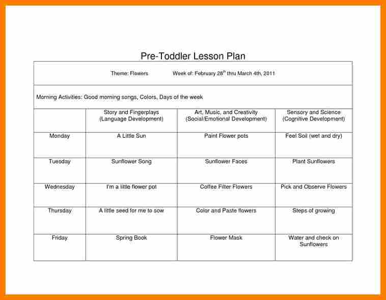 toddler lesson plan template