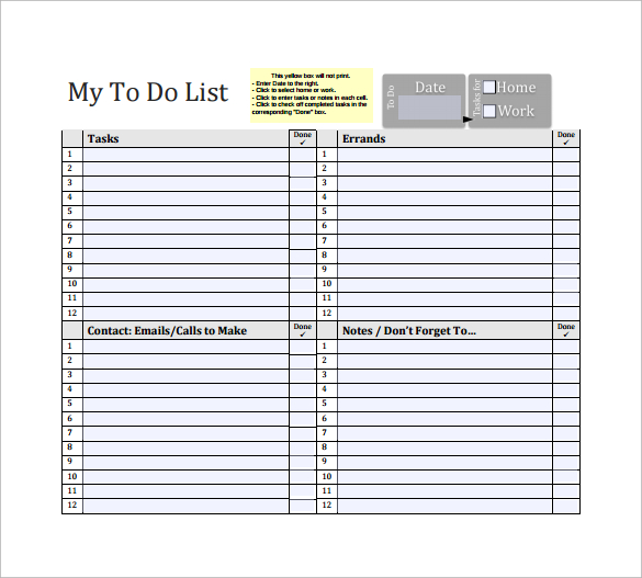 daily todo template