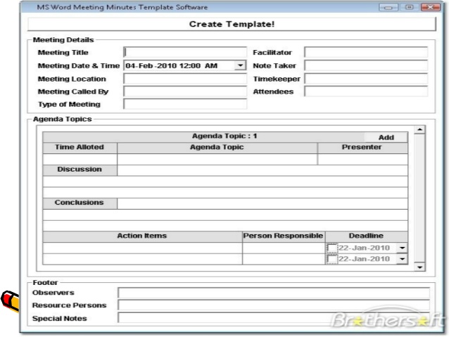 training agenda template