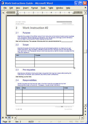 training manual template word