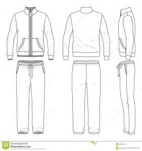 training outline template gym suit blank men s track front back side views vector illustration white