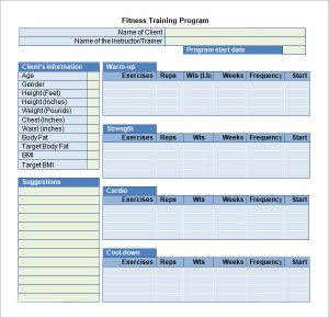 training plan template fitness training program template