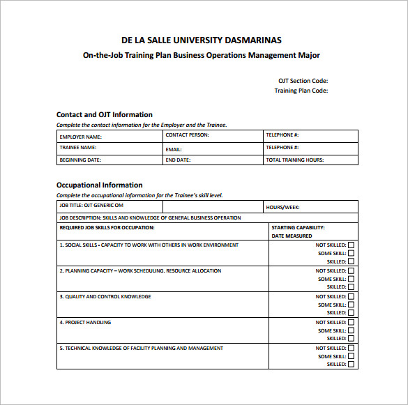 training plan template