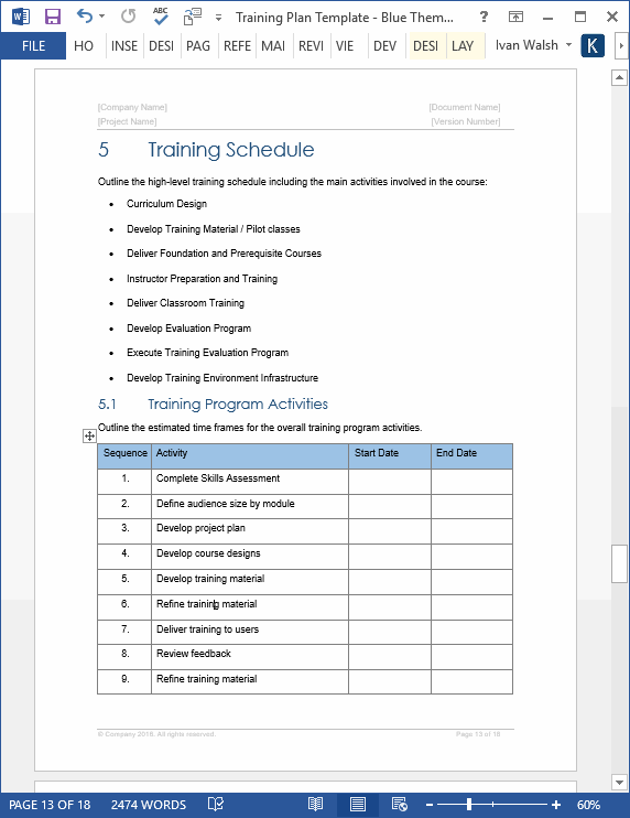 training plan template