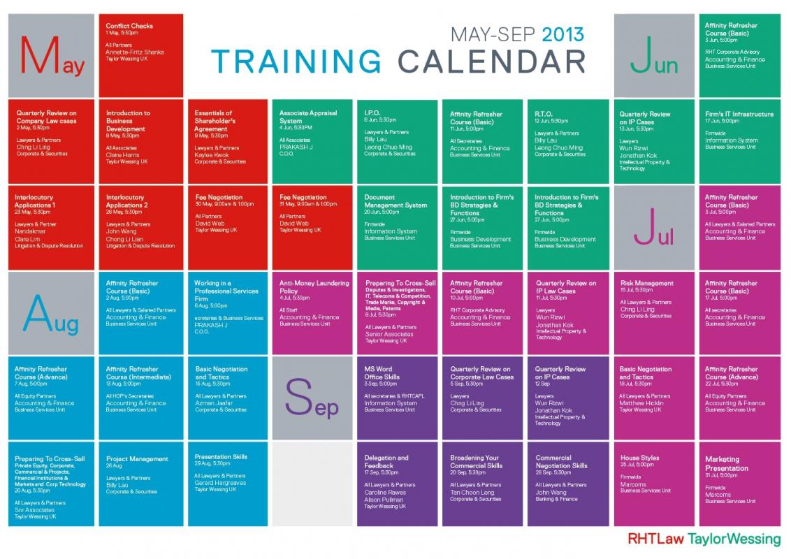 Training Schedule Training Calendar Template - Staci Elladine