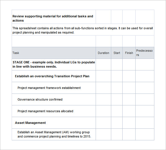 transition plan template