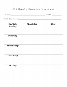 treasure report template weekly exercise log sheet