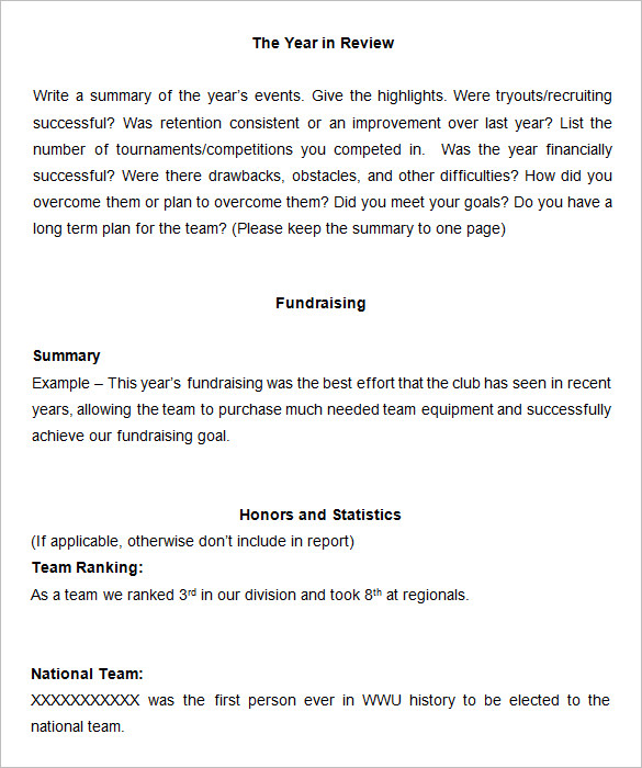 Year End Summary Report Template