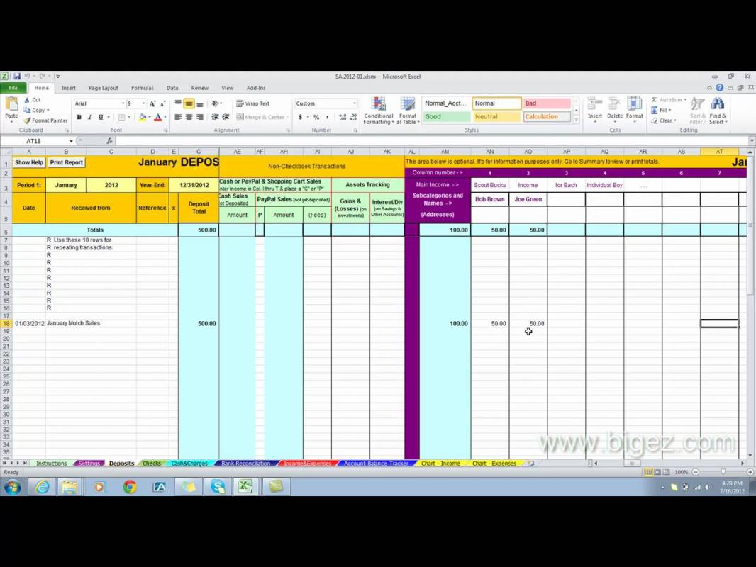 treasurer report template