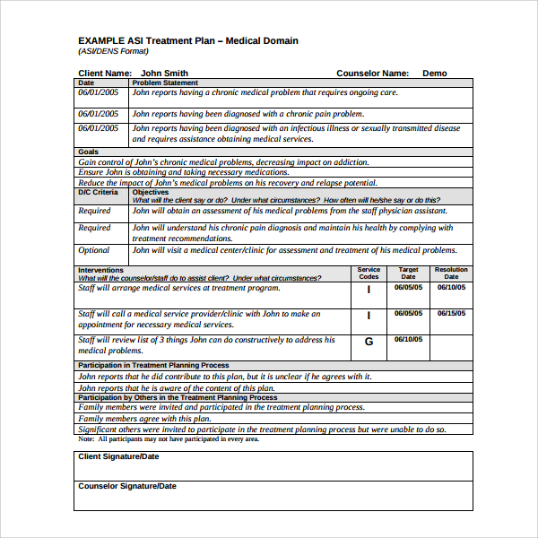 treatment plan template