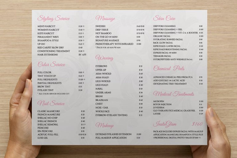 tri fold menu template