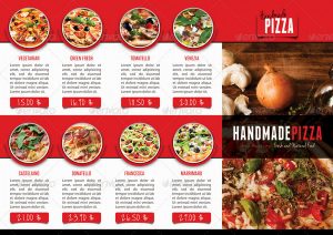 tri fold menu template food pizza brochure