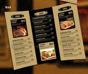 tri fold menu trifold restaurant menu vin