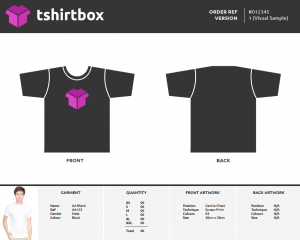 tshirt order form template screen shot at