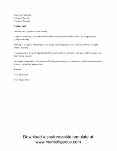 two week notice letter relocation two weeks notice letter template comp