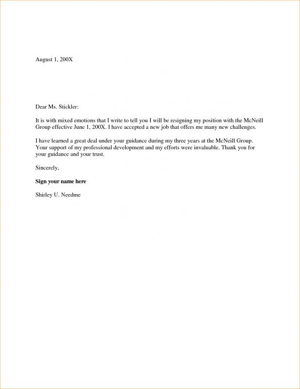 2 Weeks Notice Letter Word Template