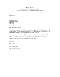 two week notice letters weeks notice sample letters