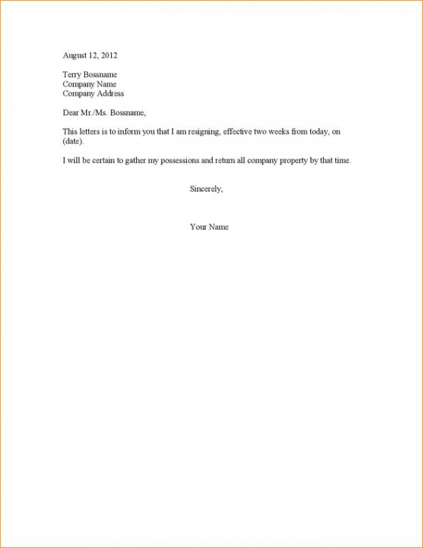 two weeks notice samples