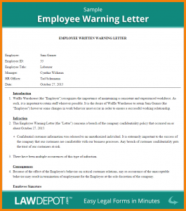 two weeks notice samples warning letter to employee template