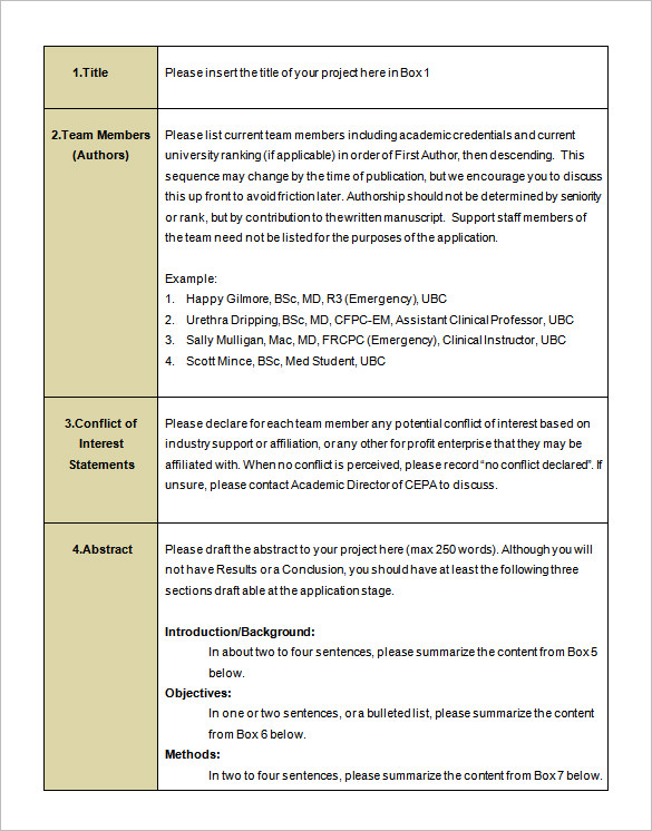 undergraduate research proposal outline