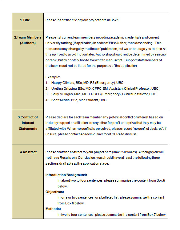Undergraduate Research Proposal Sample Template Business