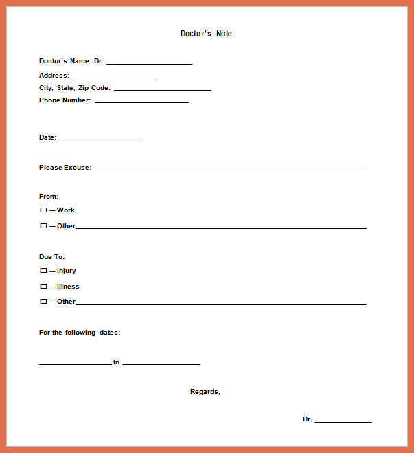 urgent care doctors note template