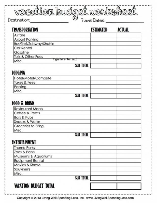 vacation budget planner