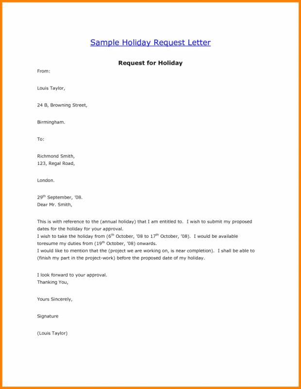 Vacation Request Letter | Template Business