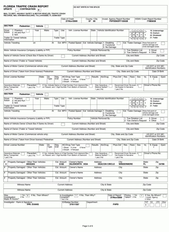 vehicle accident report form