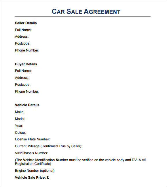 vehicle bill of sale template word