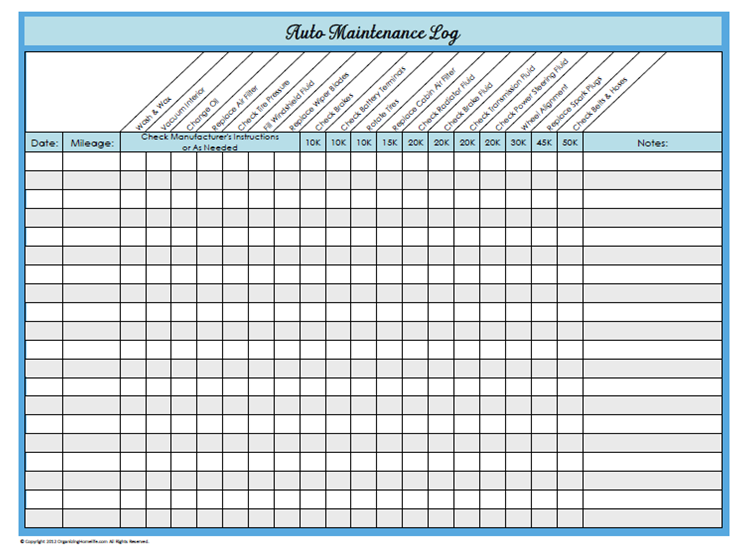 Company Vehicle Maintenance Log Car Maintenance Georgiana In Real 
