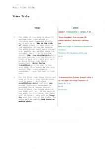 video script template music video scripttemplate