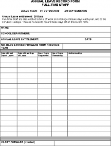 visitor sign in sheet annual leave record form full time staff