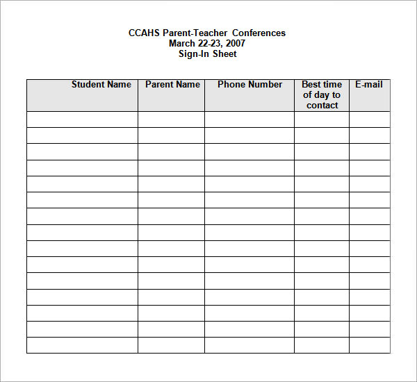 visitors sign in sheet