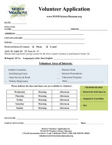 volunteer application form volunteer application