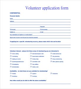 volunteer application form volunteer personal application form template pdf printable