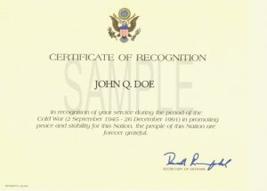 volunteer application template cold war recognition certificate