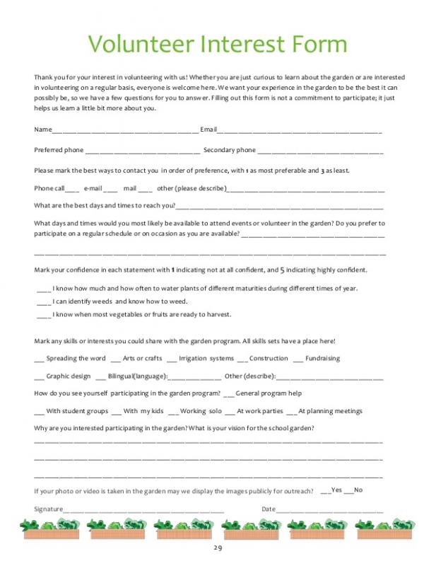 volunteer form template