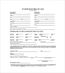 watercraft bill of sale personal watercraft bill of sale